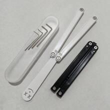 1 יחידה כלי אימון דגם סכין פרפר מפלסטיק עם הדפס מגניב, דגם סכין פאנק היפ הופ מפלסטיק בטוח, מתנה יצירתית - ריבוי צבעים - ראה 2