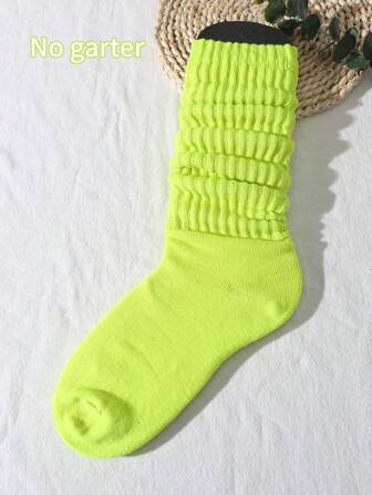 1pair Women's Spring & Summer Korean Style Casual Preppy Style Lolita Simple Sports Over-Knee Socks (No Sock Board Included), Fall Socks