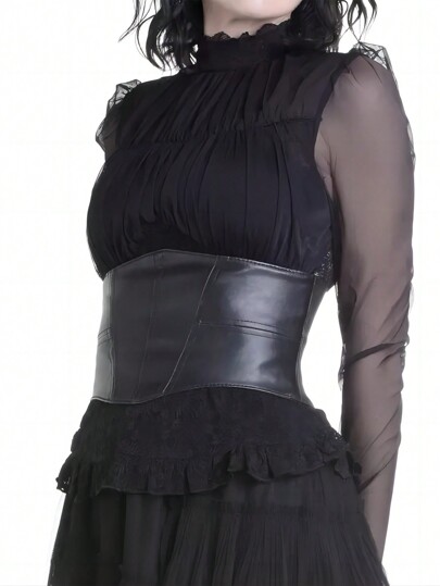 1 pieza Cinturón de corsé elástico negro gótico para mujer, adecuado para fiestas de Halloween y uso diario