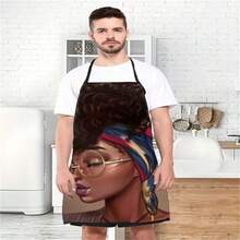 1pc  Girl Pattern Apron, Unisex Cooking Apron With Pocket, Household Cleaning Apron - Multicolor - View 10