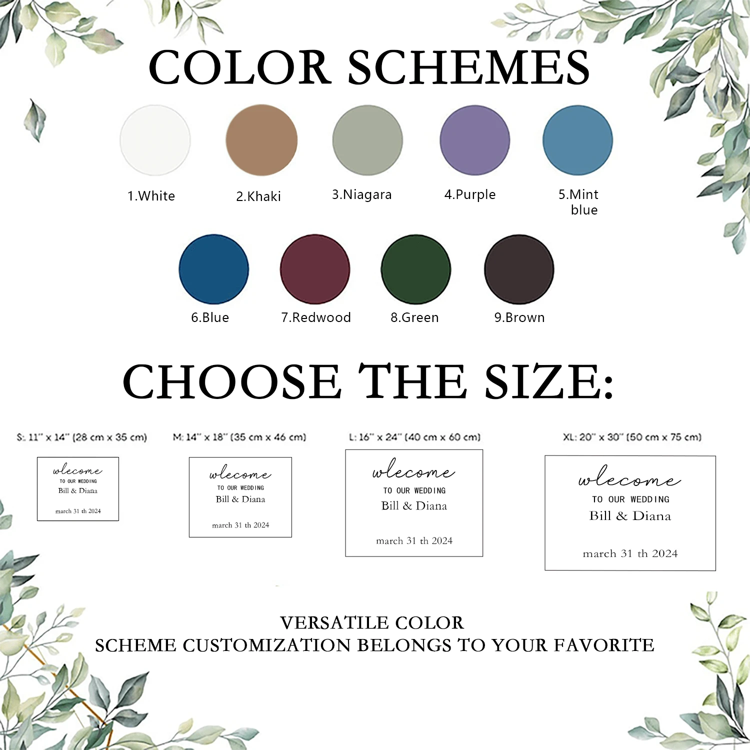 Ghirlanda Benvenuto Con Scritta Welcome - Diametro 33cm, In Eucalipto Finto | Per Porta D'Ingresso O Parete | Decorazione Casa Elegante