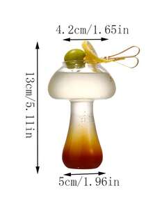 1入創意蘑菇狀煙燻雞尾酒玻璃杯，適用於分子美食和酒吧，採用高硼硅玻璃製成，章魚杯水母杯雞尾酒玻璃杯 - 白色 - 查看 2