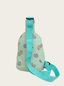 女性時尚超大號多功能美式2024新款斜背包，ins卡通胸包，輕巧旅行背包，情侶、學生和朋友的開學季禮物 - 綠色 - 查看 6