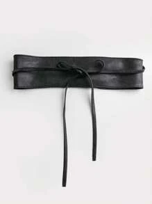 1 chiếc thắt lưng tự thắt màu trơn cho nữ phong cách Halloween - màu đen - Xem 2