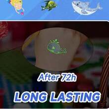 床單發光美人魚紋身貼紙，黑光美人魚暫時性紋身貼紙，適用於女性，美人魚派對裝飾和活動供應品 - 彩色 - 查看 6