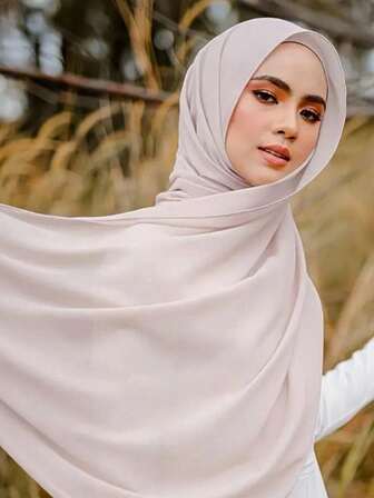 1 Pc Solid Colored Women's Long Scarf Composite Chiffon Soft Shawl Elegant And Fresh Style