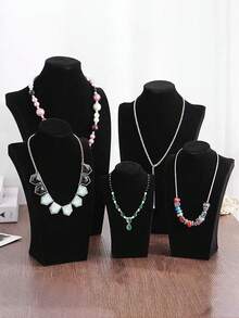 1pc Velvet Portrait Display Stand, Necklace Holder, Jewelry Stand Portrait Pendant Display Stand - Black - View 11