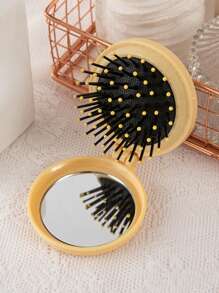 1 Pc Mini Portable Girl's Comb For Outdoor, Lightweight Bifold Travel Comb With Mirror