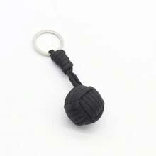 Outdoor Umbrella Rope Braided Keychain Ball, Self Defense Tool With Steel Ball, 7-Strand Umbrella Rope Keyring, Steel Ball Braided Party Keychain