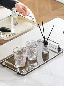 1 pieza Bandeja transparente para el baño, Bandeja de almacenamiento de cosméticos, Organizador para tocador y escritorio, Portabotellas, Organizador de tazas de té, Apto para perfume, cuidado de la piel, tazas, herramientas de belleza, decoración del hogar, decoración de la habitación, accesorios de baño, regalo de Navidad - Dorado - Ver 8