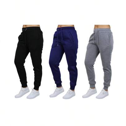 3-Pack Women's Loose Fit Fleece-Lined Classic Jogger Sweatpants