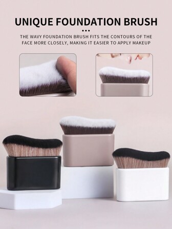 1入便攜式波紋紋理平面粉底刷-柔軟適配面部完美，適用於個人使用或作為禮物