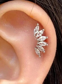 1件不锈钢耳环，镶嵌立方氧化锆，蛇形、月亮形、圆球形、弧形耳骨耳环、耳屏耳环、耳廓耳环，螺丝耳堵，新款设计 - 耳環耳釘 - 查看 8