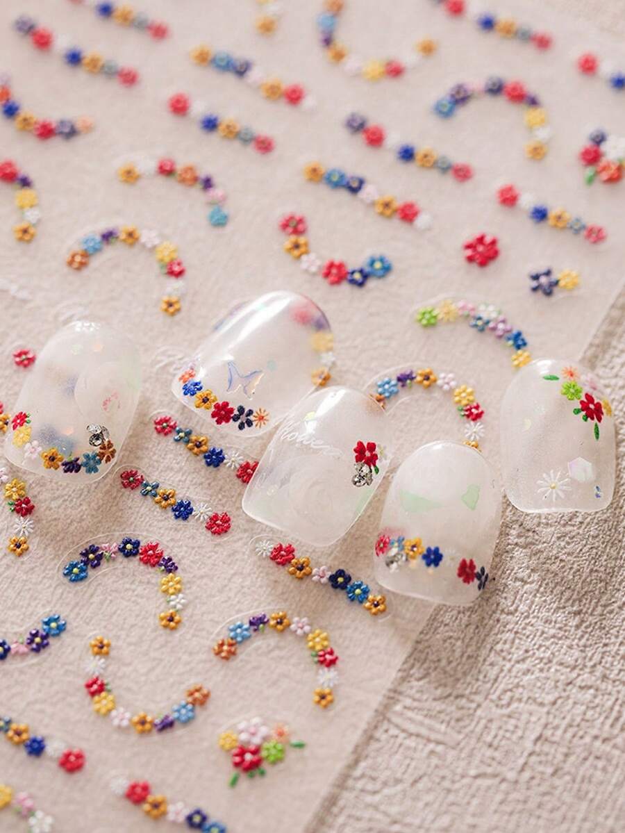 5D New Technology Cartoon Colorful Flower 3D Nail Stickers & Decals, Suitable For Bullet Journal, Phone DIY Decoration - Multicolor - View 1