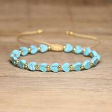 gxtbw 1 件精致女士天然碧玉串珠手链宝石疗愈水晶心形海洋沉积物手链适合情人节、妈妈、母亲、母亲节、礼物 - 手鍊 - 查看 13