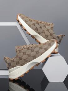 New Women's Fashionable Casual Woven Breathable Thick-Soled Sports Shoes, Comfortable And Versatile Anti-Slip Waffle Chunky Sneakers, Suitable For Outdoor Activities And Daily Wear