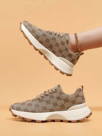 New Women's Fashionable Casual Woven Breathable Thick-Soled Sports Shoes, Comfortable And Versatile Anti-Slip Waffle Chunky Sneakers, Suitable For Outdoor Activities And Daily Wear