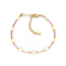 Original Bohemian Style Minimalistic Multicolored Dopamine Beaded Bracelet With Cultured Pearls For Women's European And American Spring/Summer Style