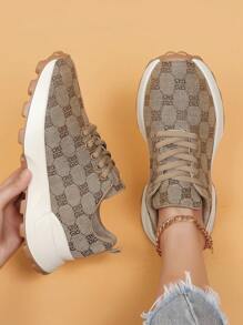 New Women's Fashionable Casual Woven Breathable Thick-Soled Sports Shoes, Comfortable And Versatile Anti-Slip Waffle Chunky Sneakers, Suitable For Outdoor Activities And Daily Wear