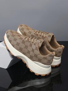 New Women's Fashionable Casual Woven Breathable Thick-Soled Sports Shoes, Comfortable And Versatile Anti-Slip Waffle Chunky Sneakers, Suitable For Outdoor Activities And Daily Wear