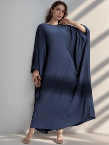 One Breathable & Skin-Friendly Fabric Batwing Sleeve Abaya With Waist Belt For Women's Daily Wear Soft Hijab,Women Veil - Multicolor - View 16