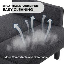 Dolonm Sofa Bed Convertible Sectional Sleeper Couch, Sleeper Futon Bed Couch, Loveseat Bed With Tapered Legs, Crafted With Flannelette Cushions, For Living Room,Office,Apartment - màu đen - Xem 3