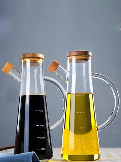 1 Chai đựng dầu thủy tinh borosilicate cao cấp có vạch chia, dung tích lớn dùng cho nhà bếp, trang trí nhà cửa, đựng muối, gia vị, gia vị, thích hợp cho ngoài trời, nhà cửa, nhà bếp, dã ngoại, tiệc tùng, sinh nhật, quà tặng