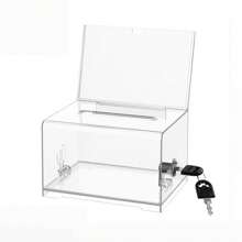 Transparent Lockable Suggestion Box With Sign Holder, Voting Ballot Box, Storage Container For Ballots/Suggestions/Donations, Raffle Box, Acrylic Tube Shape 6.25 X 4.65 X 4 Inches (Approximately 15.7 X 11.7 X 10.2 Cm) Back To School - Transparent - View 8
