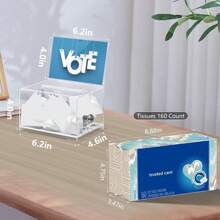 Transparent Lockable Suggestion Box With Sign Holder, Voting Ballot Box, Storage Container For Ballots/Suggestions/Donations, Raffle Box, Acrylic Tube Shape 6.25 X 4.65 X 4 Inches (Approximately 15.7 X 11.7 X 10.2 Cm) Back To School - Transparent - View 3