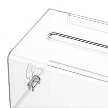 Transparent Lockable Suggestion Box With Sign Holder, Voting Ballot Box, Storage Container For Ballots/Suggestions/Donations, Raffle Box, Acrylic Tube Shape 6.25 X 4.65 X 4 Inches (Approximately 15.7 X 11.7 X 10.2 Cm) Back To School - Transparent - View 10