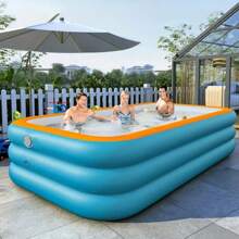 Piscina inflable familiar - Piscinas inflables con anillo superior de PVC con múltiples componentes para divertirse con agua en el patio trasero en verano - Disponibles opciones de color de moda - verde-naranja - Ver 2