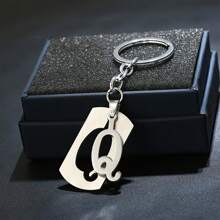 1pc Stainless Steel Letter Charm Key Chain Letters Keychain Men Keychain Couple Gift Jewelry Car Key Ring,A-Z Letter Double Layer Keychain,Simple Letter Jewelry Accessories,Tag Key Chain Ring Bag Backpack Charm Women Men(Keychain Style Random) - Silver - View 27