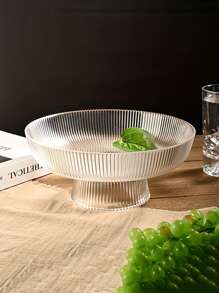 KEMORELA 1PC, Bát thủy tinh đựng trái cây, Bát đựng trái cây có chân, Thiết kế có thể xếp chồng, Bát đựng đồ ăn nhẹ, Bát đựng salad, Giỏ đựng trái cây trang trí quầy bếp, Để bàn, Trang trí nhà cửa, Giá đựng trái cây và rau củ (Kết cấu có gân) Quà tặng Giáng sinh - Trong sáng - Xem 2