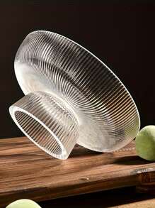 KEMORELA 1PC, Bát thủy tinh đựng trái cây, Bát đựng trái cây có chân, Thiết kế có thể xếp chồng, Bát đựng đồ ăn nhẹ, Bát đựng salad, Giỏ đựng trái cây trang trí quầy bếp, Để bàn, Trang trí nhà cửa, Giá đựng trái cây và rau củ (Kết cấu có gân) Quà tặng Giáng sinh - Trong sáng - Xem 3