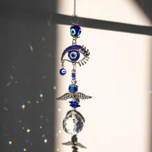 1 pieza Atrapasoles con ojos malignos con bolas de prisma de cristal para colgar en la ventana, decoración atrapasoles, adorno de ojos azules, creador de arcoíris, adorno colgante para el hogar, jardín, amuleto, artesanía, regalo