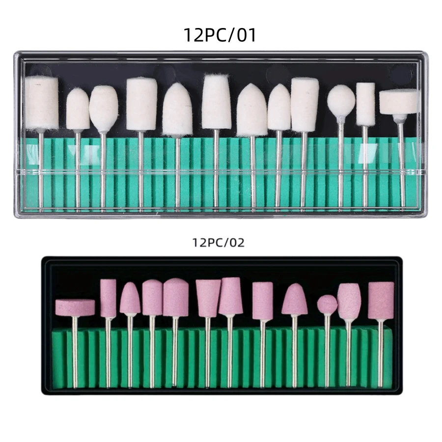 12件指甲鑽頭套裝，修甲修腳工具套件，亞克力指甲凝膠卸除，附儲存盒 - 彩色 - 查看 1
