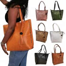 Bolsa feminina saco couro sintético tachinha - Azul - Visão 2