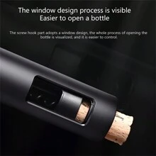 1 PC Classic Upgrade T-Type Rotatory Wine Bottle Opener Corkscrew Gift Set Kitchen Tool,Beer,Can Opener - Black - View 5