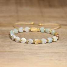 gxtbw 1 件精致女士天然碧玉串珠手链宝石疗愈水晶心形海洋沉积物手链适合情人节、妈妈、母亲、母亲节、礼物 - 手鍊 - 查看 18