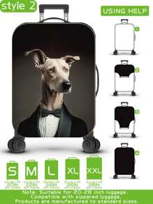 Funda protectora de equipaje con estampado de animales antropomórficos como perro, gato, león, panda, proceso de producción mejorado con costura elástica reforzada, tela elástica gruesa, lavable, muy adecuada para viajes de negocios, viajes, facturación de equipaje, apta para maletas de 20 a 28 pulgadas. Accesorio escolar - Multicolor - Ver 33