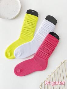 3 Đôi Tất Nữ Phong Cách Hàn Quốc Xuân/Hè Phong Cách Preppy Gothic Tất Thể Thao Phù Hợp Với Tất Cả Các Trận Đấu, Tất Trên Đầu Gối Màu Trơn (Không Bao Gồm Sock Board) - Nhiều màu - Xem 1