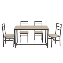 Five-Piece Set Table And Chair With Backrest, Industrial Style, Solid Structure