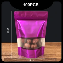 100入組彩色窗口自封袋，具鋁箔和封口夾，可用於包裝零食、茶和禮品，適用於禮品袋派對廚房 - 多色 - 查看 18