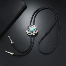 1 pieza Corbata de bolo punk estilo vintage con colgante de metal con plumas, accesorio de disfraz de vaquero occidental, colgante de cordón trenzado para hombres, niños y niñas