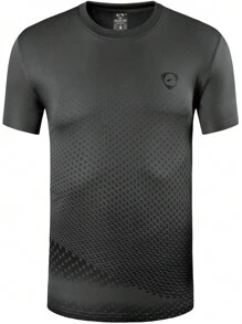 jeansian Boyfriend Style Men Geo Print Sports Tee - Dark Grey - View 1