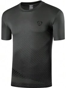 jeansian Boyfriend Style Men Geo Print Sports Tee - Dark Grey - View 2