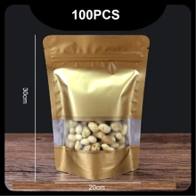 100入組彩色窗口自封袋，具鋁箔和封口夾，可用於包裝零食、茶和禮品，適用於禮品袋派對廚房 - 多色 - 查看 26