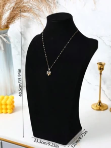 1pc Velvet Portrait Display Stand, Necklace Holder, Jewelry Stand Portrait Pendant Display Stand - Black - View 10