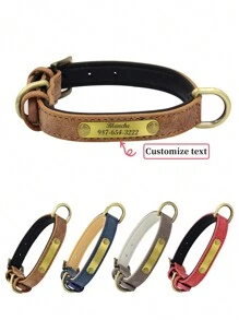 1 pieza Collar para perro personalizado marrón duradero, personalizable con letras mayúsculas en inglés, disponible en múltiples colores y estilos, adecuado para perros grandes, medianos y pequeños. - Marrón - Ver 1