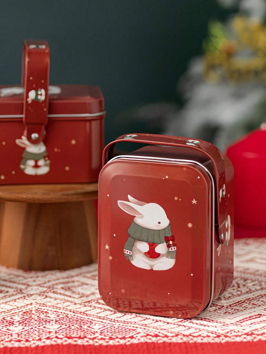 1pc Portable Mini Tin Box, Biscuit Container, Gift Box, Small Items Storage Case, Metal Case - Multicolor - View 1